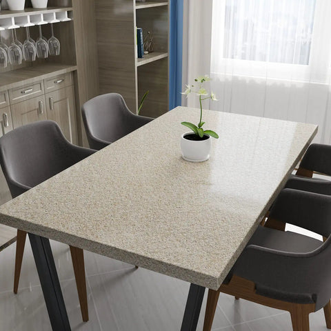 Dining table with Light Brown Granite Peel And Stick Countertop Paper, 24 By 354 Inch Self Adhering Vinyl Wallpaper installed