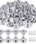 Heavy Duty 120 Pack T Nuts With 360 Hex Machine Screws 3/8 x 16 Thread 7/16 Inch Wide Galvanized Carbon Steel Rust Resistant Hardware stacked together.