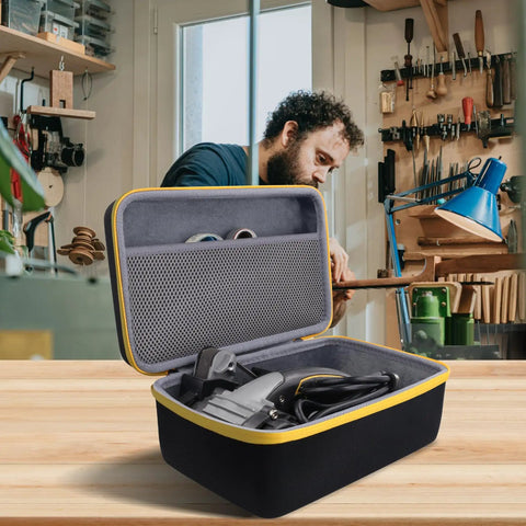 Hard Travel Case Replacement For Work Sharp Knife And Tool Sharpener Ken Onion Edition open on workbench