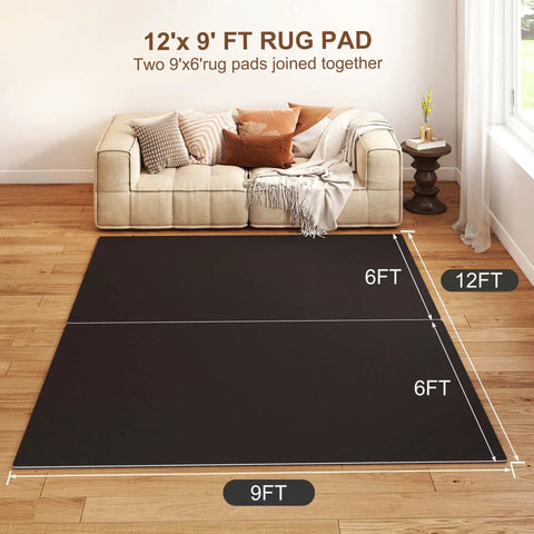 Half Inch Thick Non Slip Rug Pad For 9 By 12 Ft Rugs Under Rug Mat With Cushioned Grip Carpet Protector For Hardwood Floors