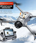 GPS Drone With 4K Camera And EIS Stabilization, 5G RC Control in flight over snowy mountains with remote control and HD screen