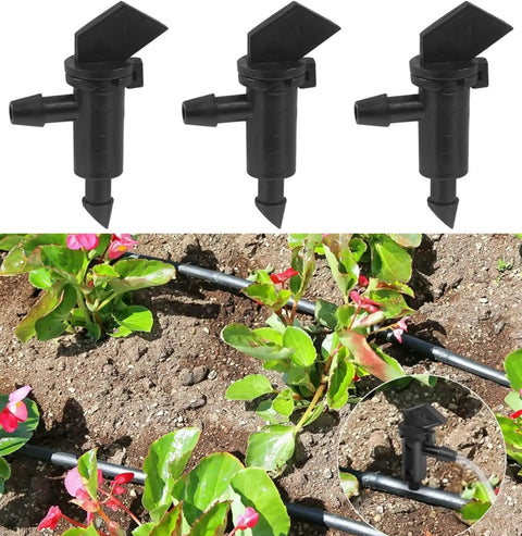 100 Pack 1 GPH Flag Drip Emitters For Garden Drip Irrigation System No Hassle 4mm To 7mm Hose Compatible Black Plastic Sprinkler Drippers