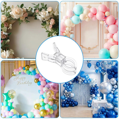 40 Pack 3.5 Inch Large Clear Balloon Arch Clips Transparent Spring Clamps Heavy Duty For Balloon Arches Backdrops Crafts