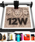 Beast 12W Laser Engraver And Cutter For Wood Metal Dark Acrylic Glass Leather with 0.06mm precision engraving a lion design