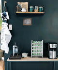 Wood K Cup Holder For Countertop And Kitchen, Farmhouse Decor With Coffee Bar Vibe, Rustic Pod Organizer holding pods