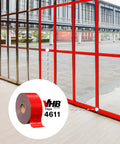 VHB double-sided acrylic foam tape 4611 dark gray installed on glass panel for high-temp structural mounting adhesive, 9-roll case.