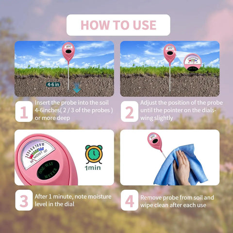 How to use guide for pink Soil Moisture Meter For Indoor Plants And Lawn No More Guesswork Easy Water Gauge To Prevent Overwatering