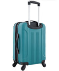 Travelers Club Chicago teal hardside expandable spinner luggage, 22-inch carry-on, front view