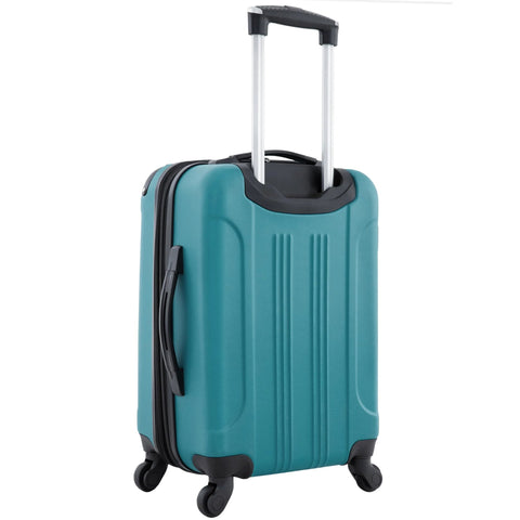 Travelers Club Chicago teal hardside expandable spinner luggage, 22-inch carry-on, front view