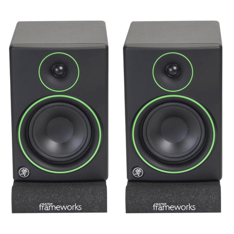 Pair Of Small Studio Monitor Isolation Pads With Removable Angled Inserts For 5 Inch Monitors Foam Speaker Cushions front view