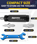 Front view: AOOSEDOO PTFE hose tool with 4AN/6AN and 8AN/10AN adapters; black handle, silver fittings, blue wrench