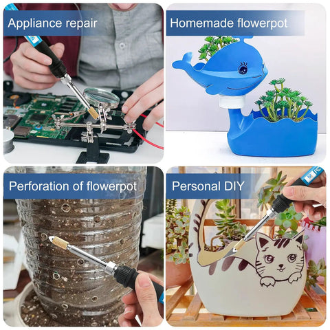 Mengmengyao Electric Hot Knife Plastic Cutter Tool For Gardening DIY Floral Pot Perforator Heat Knife used for flowerpot perforation.