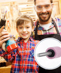 Child and adult with rotary tool setup using 36 Piece Shank Mounted Abrasive Stone Grinding Points Set For Rotary Tools One Eighth Inch Shank.