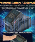 Electric Strapping Machine For PP PET Straps Automatic Steel Tie Gun Tensioner Wielder with 4000mAh removable battery and display.