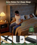 Top Shelf King Size Platform Bed Frame With 56 Inch Velvet Wingback Headboard In Deep Gray Rock Solid Steel Base Holds 1000 Lbs with solid support.