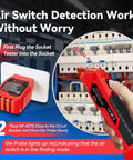 Circuit Breaker Finder Kit With GFCI Outlet Tester And 3 Accessories For 90-120V AC Systems shown in use on panel