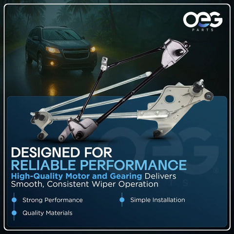 Toyota Tundra Front Black Wiper Motor Linkage Replacement Fits 2000 To 2006 Models Easy Install Durable Front Wiper System Part Numbers 602441 851100C020 851500C010 851500C030 shown with linkage arms