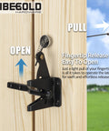 Self Locking Gate Latch With Spring Cable Pull For Outdoor Gates Black Gravity Lever Door Latch Built Tough For Wooden Fence Gates Auto Lock Gate Hardware For Pool Garden Shed 1 Pack on wooden gate with cable pull label