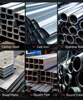 Various metal materials including carbon steel, cast iron, stainless steel, sheet metal, square pipe, round tube.
