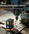 7.5KW VFD Variable Frequency Drive For AC Motors 32A 220V Single Or Three Phase Input To 3 Phase Output 0 400Hz Speed Control With Soft Start No Fuss Install And Energy Saving on drill press