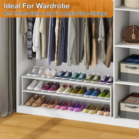Extended Shoe Rack With 45 Inch Width Stores Up To Eighteen Pairs Of Shoes To Keep Your Entryway Or Closet Neat So You Can Ditch The Clutter And Stack Your Kicks Cleanly While Enjoying Heavy Duty Multi Tier Organization