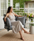 Single Seater Porch Swing Chair With 106 Inch Adjustable Rope For Height Boho Macrame Hanging Hammock Chair For Outdoor Patio