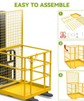 Built Like A Tank 45 By 43 Forklift Safety Cage 1400 Lb Weight Capacity showing easy assembly steps for secure work platform.
