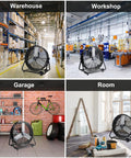 24 Inch Industrial Floor Fan High Velocity Drum Fan Delivers 8900 CFM With Three Speeds Portable Beastly Heavy Duty Air Cooling For Warehouse, Workshop, Factory, Commercial, Residential And Greenhouse Black in various settings