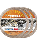 Ultra Thin 4 Inch Porcelain Diamond Tile Blade Turbo Mesh Rim X Teeth For Clean Fast Cuts 3 Pack 1.2mm Thick 10 mm Segment Height 14500 RPM Fits 7 8 Inch Arbor With Reducer Washers For Porcelain Tiles And Ceramic, displayed in packaging.