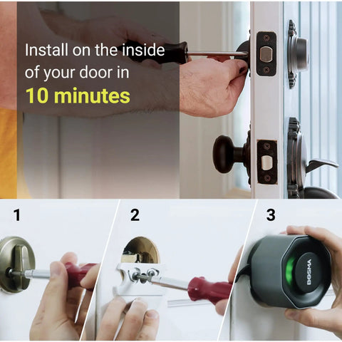 Aegis Smart Door Lock With WiFi Gateway, Auto Unlock And Auto Lock, installation process on standard single cylinder deadbolt.