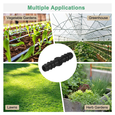 20 Pack Drip Irrigation Barbed Fittings For Three Eighths Inch Tubing Connector Plastic Couplings in garden use