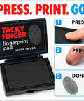 Top Shelf Premium Inkless Fingerprint Tacky Sheets For Notary And Legal Forms Black 4 Pack with step-by-step printing instructions.