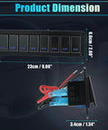Eight Gang Rocker Switch Panel With Three Pin On Off Prewired Toggle Control Waterproof Aluminum Alloy Panel Blue LED Light