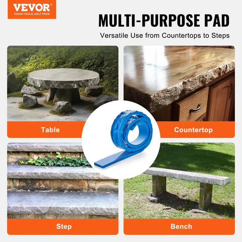 Multi-purpose pad for countertops, steps, tables, and benches in outdoor settings, Vevor brand, displayed in various uses.