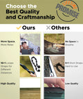 Comparison of portable camping hammock with net for single or double use vs other brand, showing space and strap quality differences.