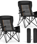 Beefy Oversized Heavy Duty Folding Camping Chair With High Back And Headrest 500 LB Capacity Side Pocket Built For Lawn Fishing Sports And All Outdoors 2 Pack