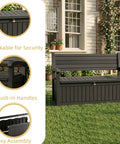 Built Tough Outdoor Storage Bench With 80 Gallon Lockable Waterproof Storage Chest For Patio Garden And Porch shown outdoors