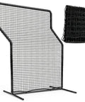 Baseball Z Screen Heavy Duty 7x5ft Portable Pitching Screen setup showing sturdy frame and nylon net for batting cages and fields