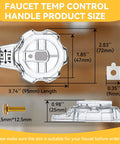 MXT11 Compatible Shower Volume And Temperature Handle Replacement dimensions with clear acrylic knob and screw