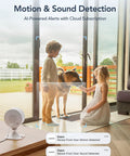 Children and dog viewed by 2.4GHz Indoor Security Camera System 1080P Home Surveillance Kit With Motion Detection, Two Way Audio.