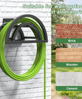 Heavy Duty Outdoor Hose Holder Wall Mount for 125Ft Hose, Detachable Reel Storage Organizer on white brick wall
