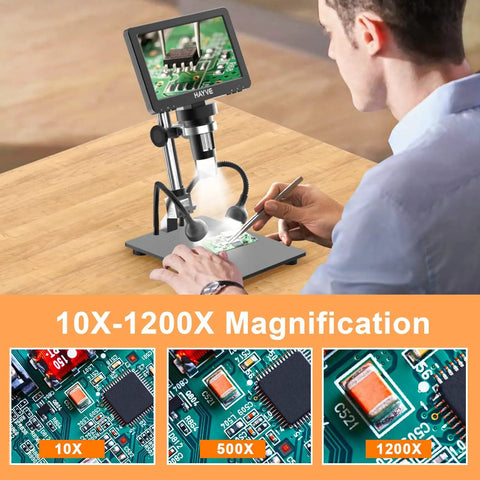 7 Inch HDMI Digital Microscope With 1200X Coin Magnification For Lit Coin Viewing On TV Or Monitor, USB PC Recording With 32GB Card, Capture Every Detail Of Your Coins In High Definition. 7-inch screen viewing circuit board