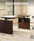 Get The Legit Badass Solid Wood Executive Standing Desk Featuring Sculpted Fluted H Frame Adjustable Height Mid Century Office Table In Rich Walnut For Your Setup with dimensions displayed.