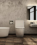 Modern bathroom with Recessed Brushed Nickel Toilet Paper Holder, Wall Mounted Heavy Duty Metal Roll Holder, visible near toilet.