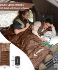 XL Big And Tall Flannel Sleeping Bag For Adults Cold Weather Cozy Warmth With Plush Cloud Like Liner in tent with couple