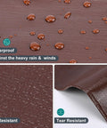 Beefy 8x10 Foot Heavy Duty Tarp With Grommets Waterproof 14 Mil Poly, showing UV and tear resistance, droplets on brown surface