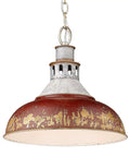 Kinsley Pendant Light in aged galvanized steel with vintage charm, showcasing rustic distressed shade and industrial vibe