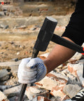 Person using 4 Pound Sledge Hammer With Steel Head And 12 Inch Fiberglass Handle Shock Resistant Drop Forged Construction
