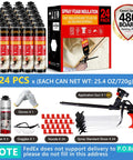 DIY Spray Foam Insulation Kit With 24 Pack 25 Ounce Cans Covers Up To 480 Sq Ft Closed Cell Foam For Heat And Acoustic Insulation Includes Gun And Cleaner with accessories