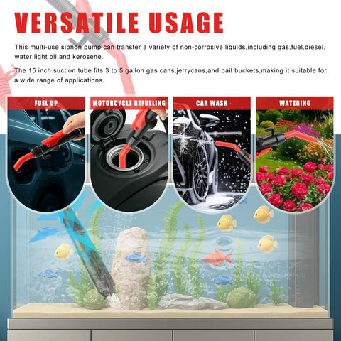 Grab And Go Battery Powered Transfer Pump Portable Cordless Electric Siphon For Gas Diesel And Water quick flow siphoning fuel and watering plants.